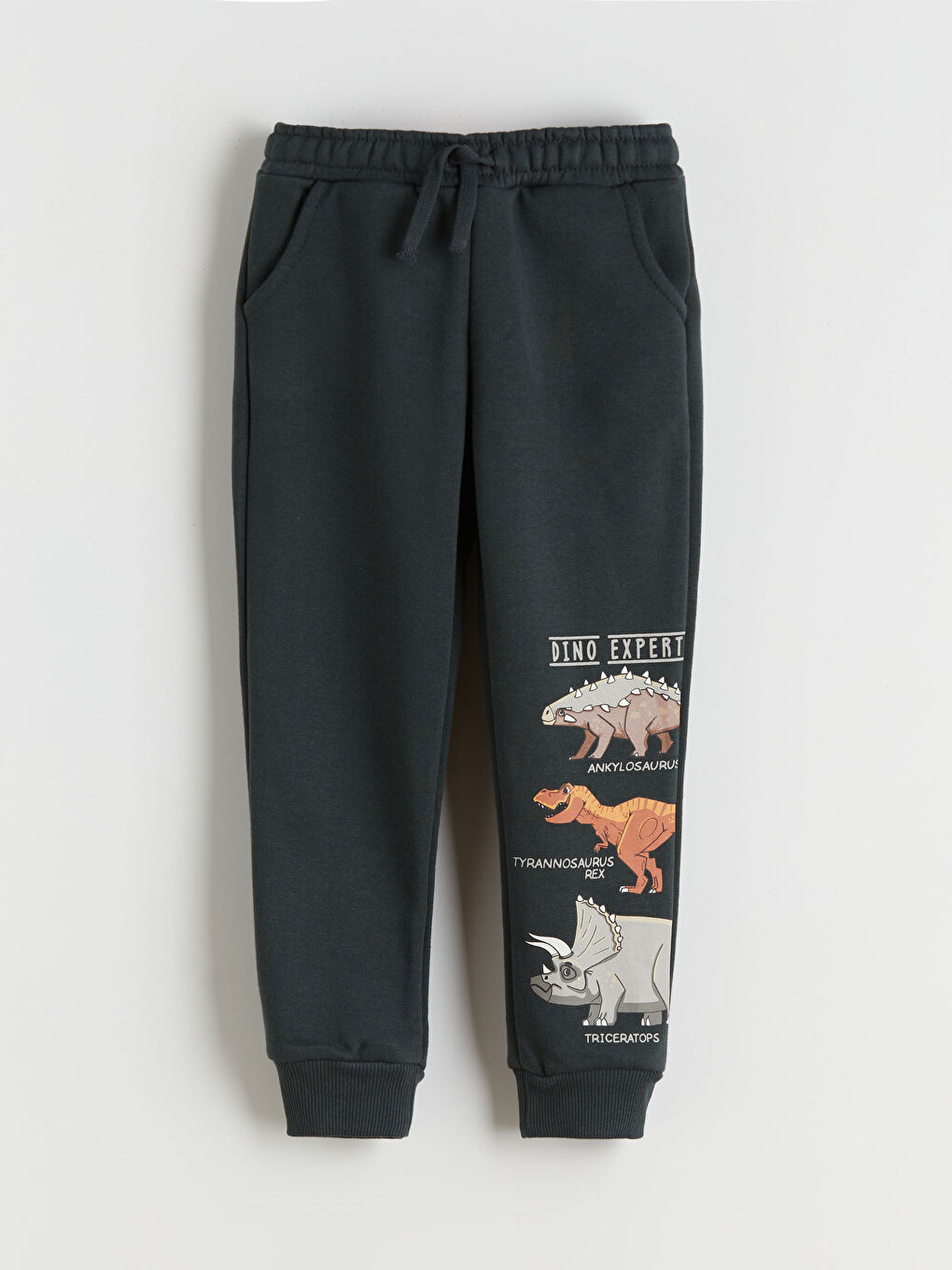 Antrasit Beli Lastikli Baskılı Erkek Çocuk Jogger Eşofman Alt