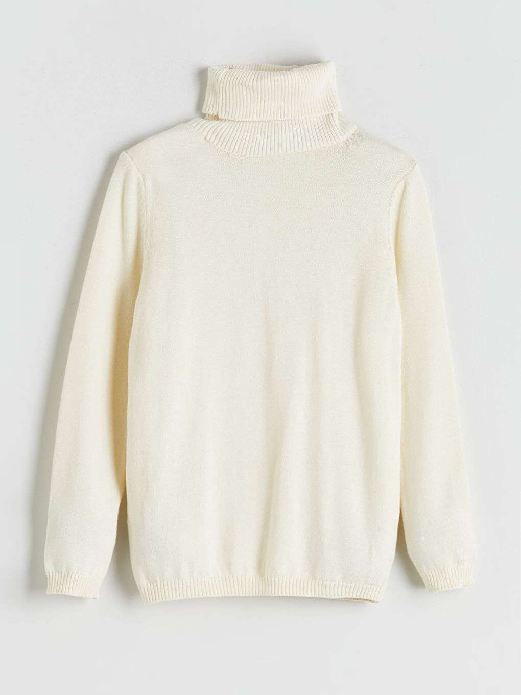 Ekru Balıkçı Yaka Kız Çocuk Triko Kazak-1