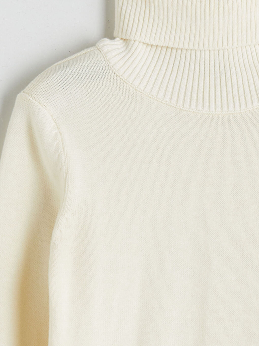 Ekru Balıkçı Yaka Kız Çocuk Triko Kazak-2