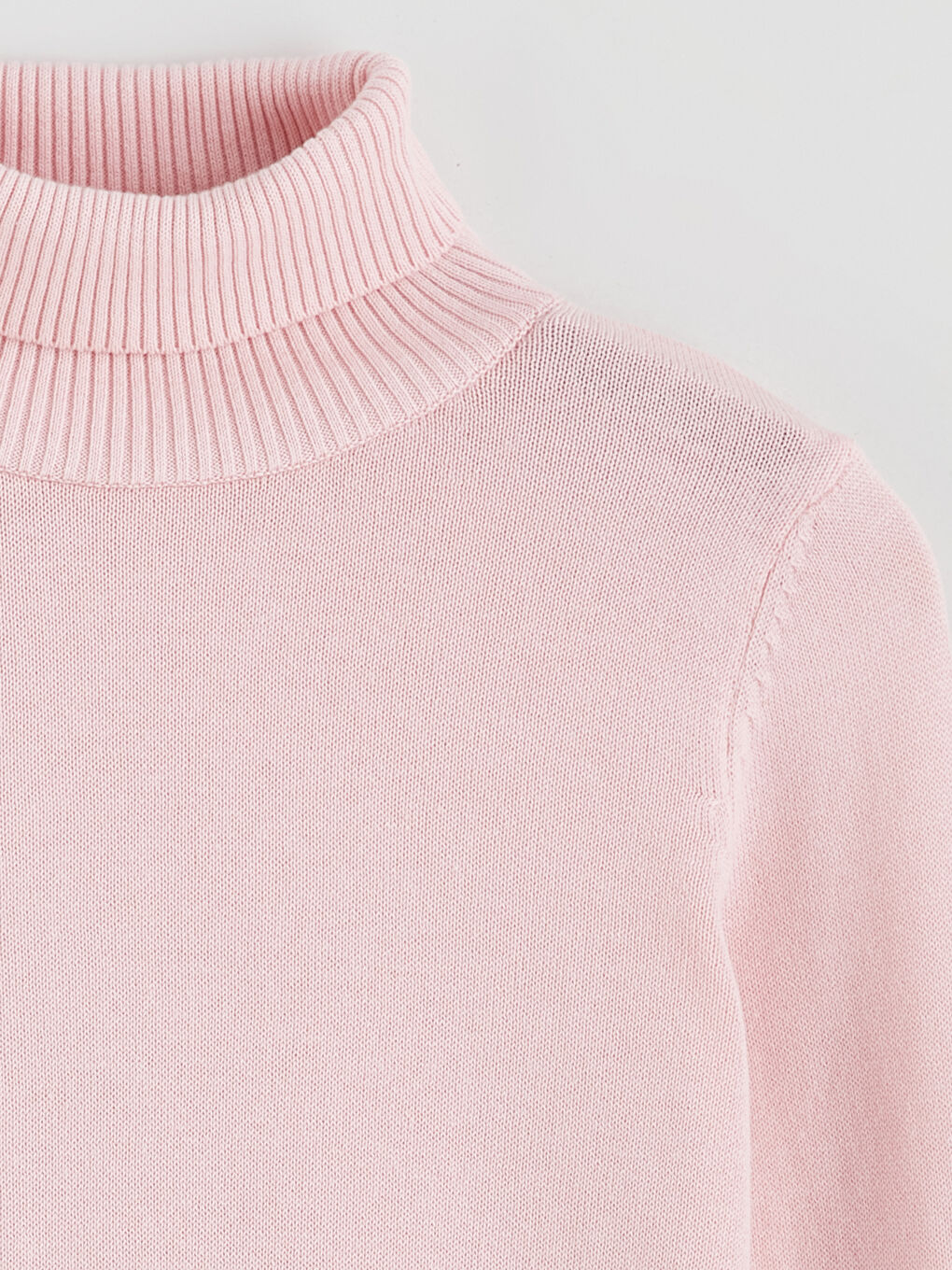 Pembe Balıkçı Yaka Kız Çocuk Triko Kazak-1