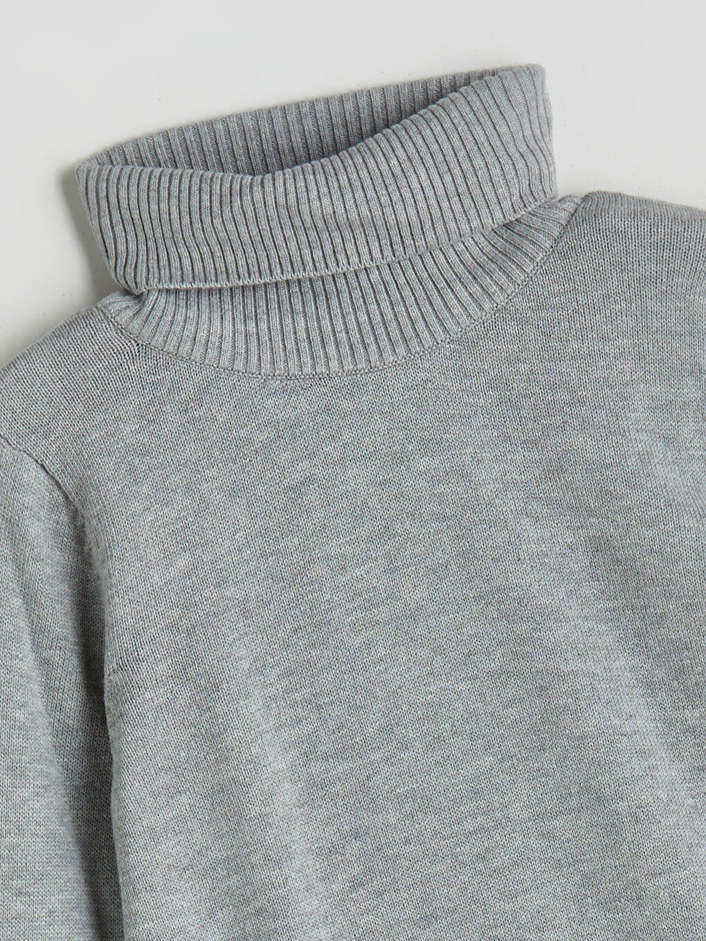 Gri Balıkçı Yaka Kız Çocuk Triko Kazak-1