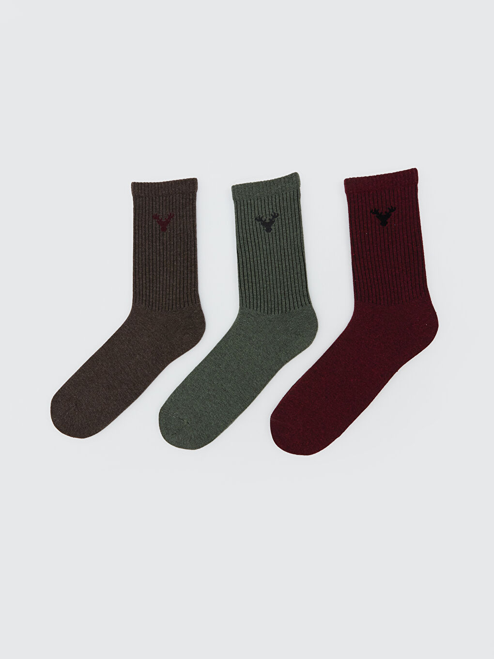 Kahverengi Nakışlı Erkek Soket Çorap 3'lü