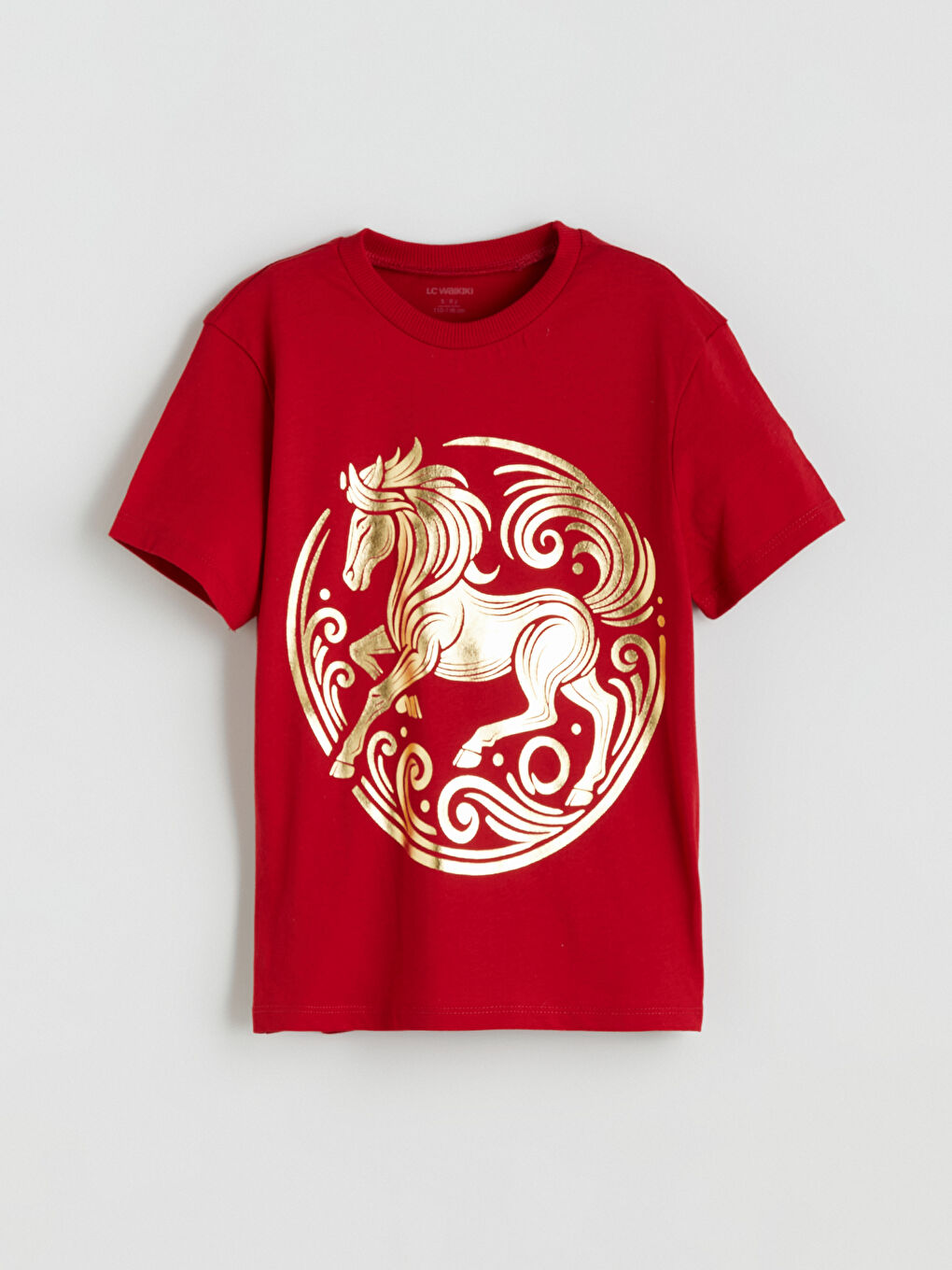 Kırmızı Bisiklet Yaka Baskılı Erkek Çocuk Tişört