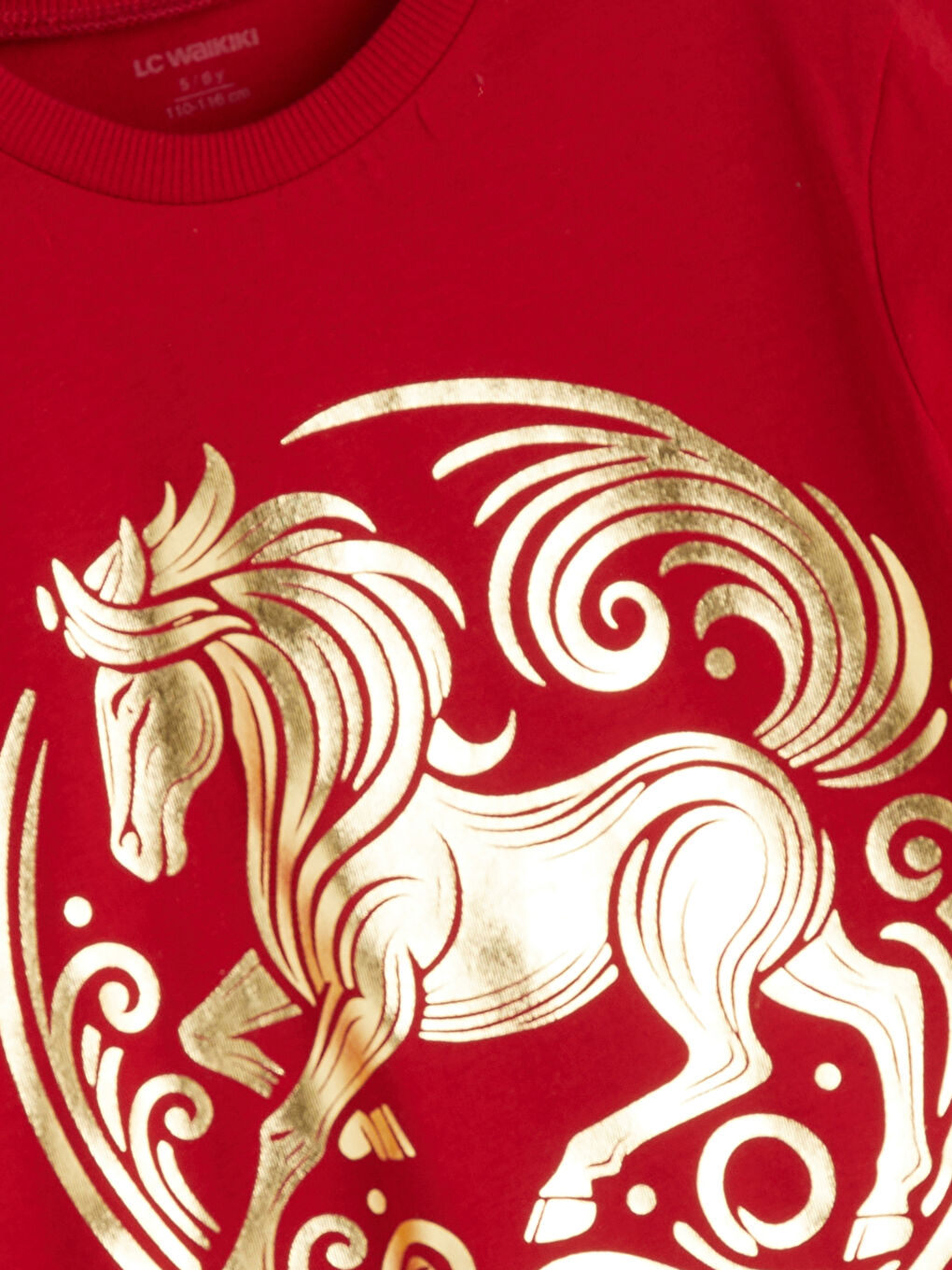 Kırmızı Bisiklet Yaka Baskılı Erkek Çocuk Tişört-1