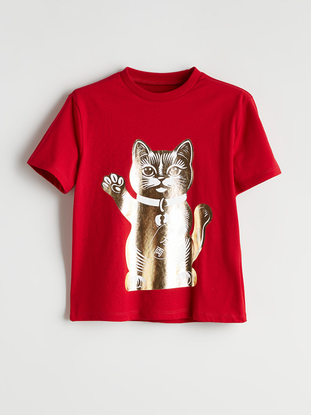 Kırmızı Bisiklet Yaka Baskılı Erkek Çocuk Tişört