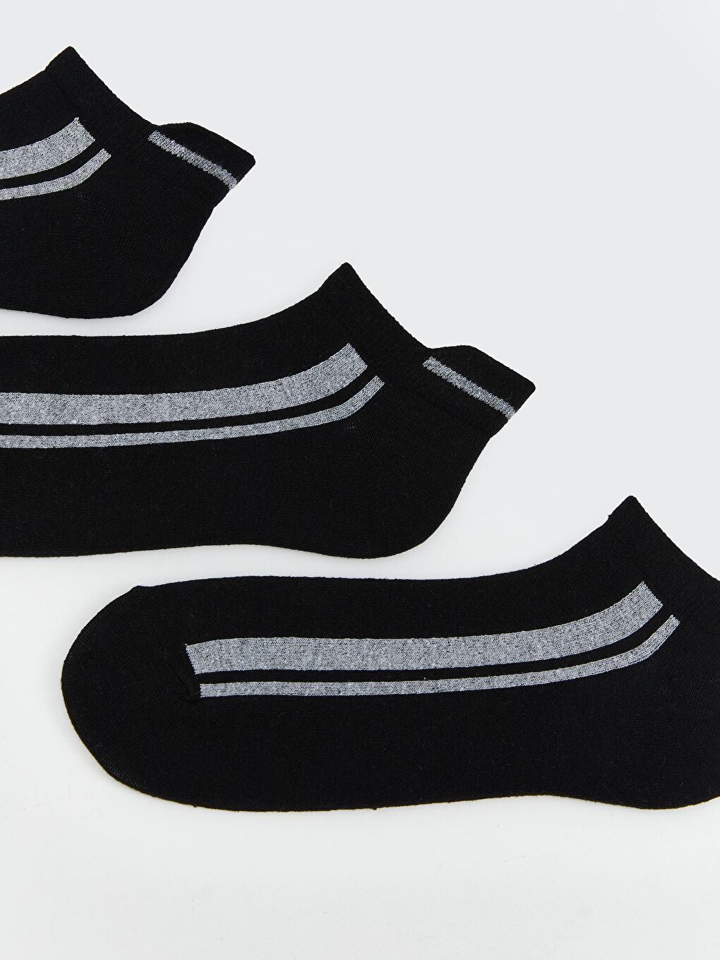 Siyah Desenli Erkek Patik Çorap 3'lü-1