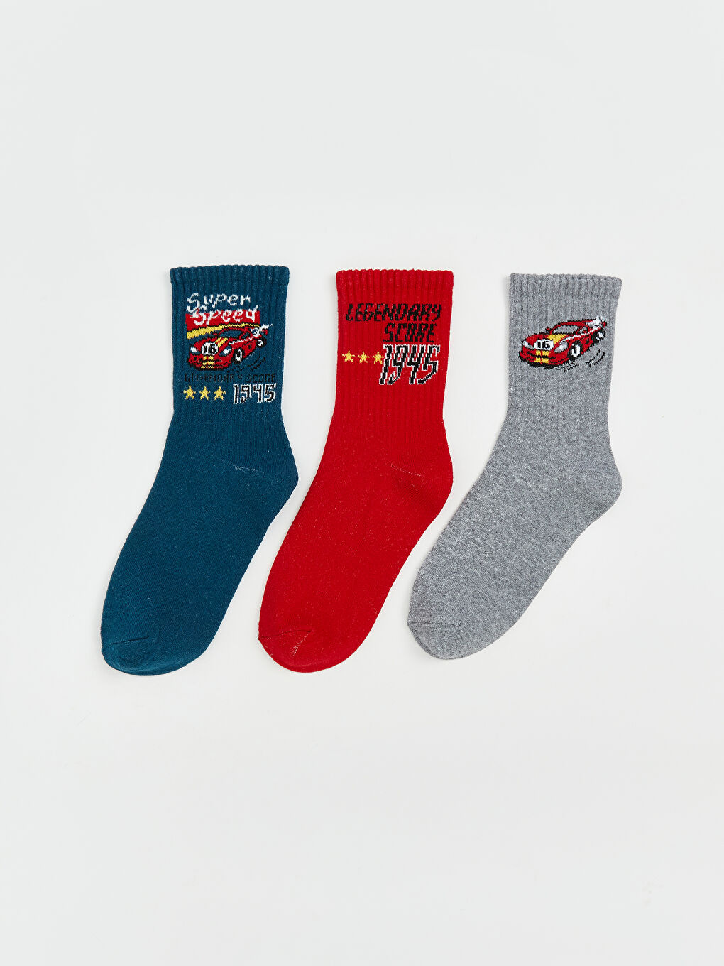 Yeşil Desenli Erkek Çocuk Soket Çorap 3'lü