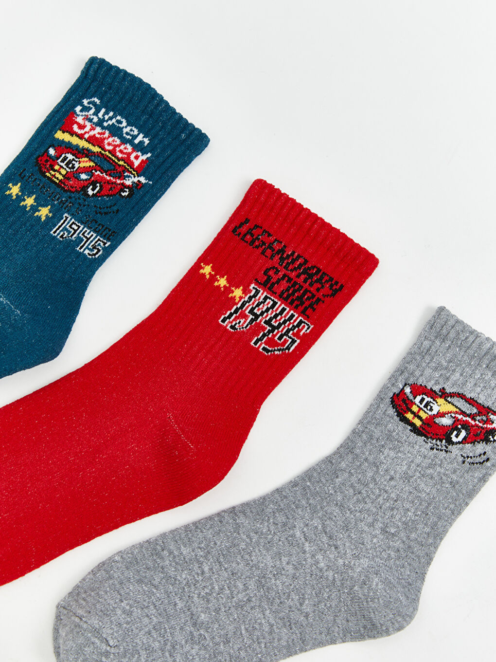 Yeşil Desenli Erkek Çocuk Soket Çorap 3'lü-1