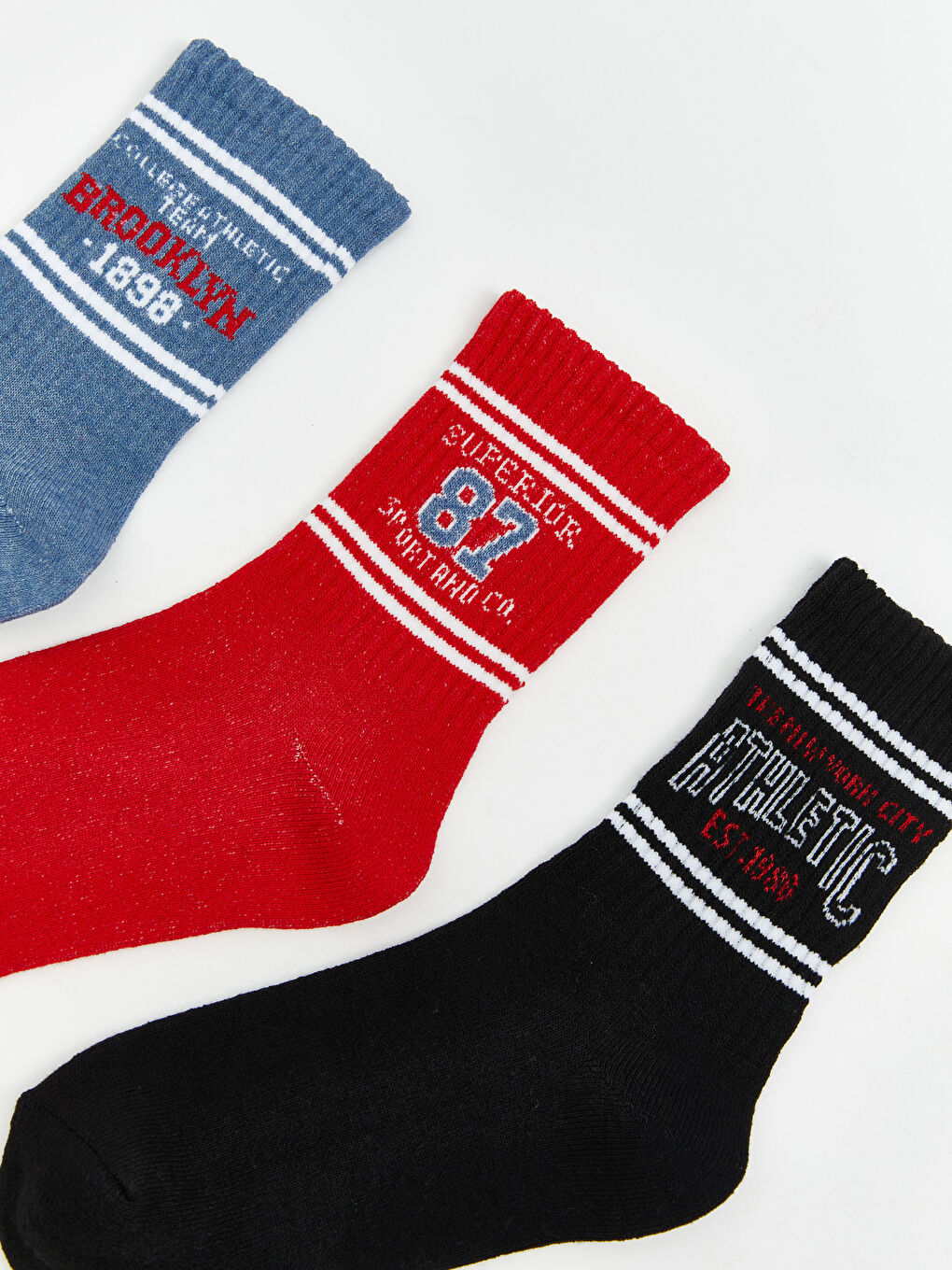 Lacivert Desenli Erkek Çocuk Soket Çorap 3'lü-1