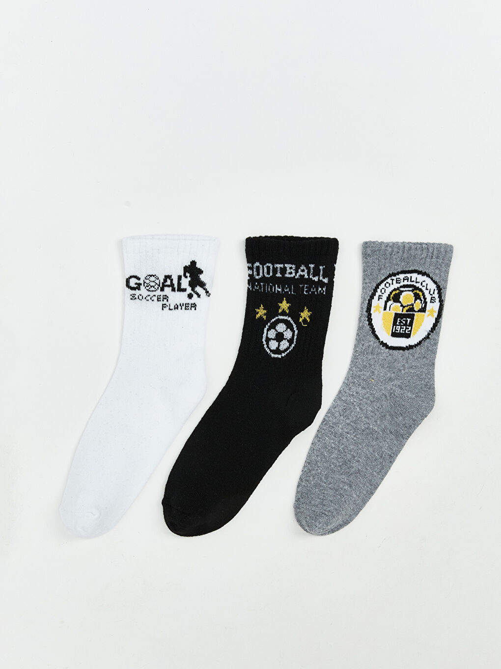 Beyaz Desenli Erkek Çocuk Soket Çorap 3'lü