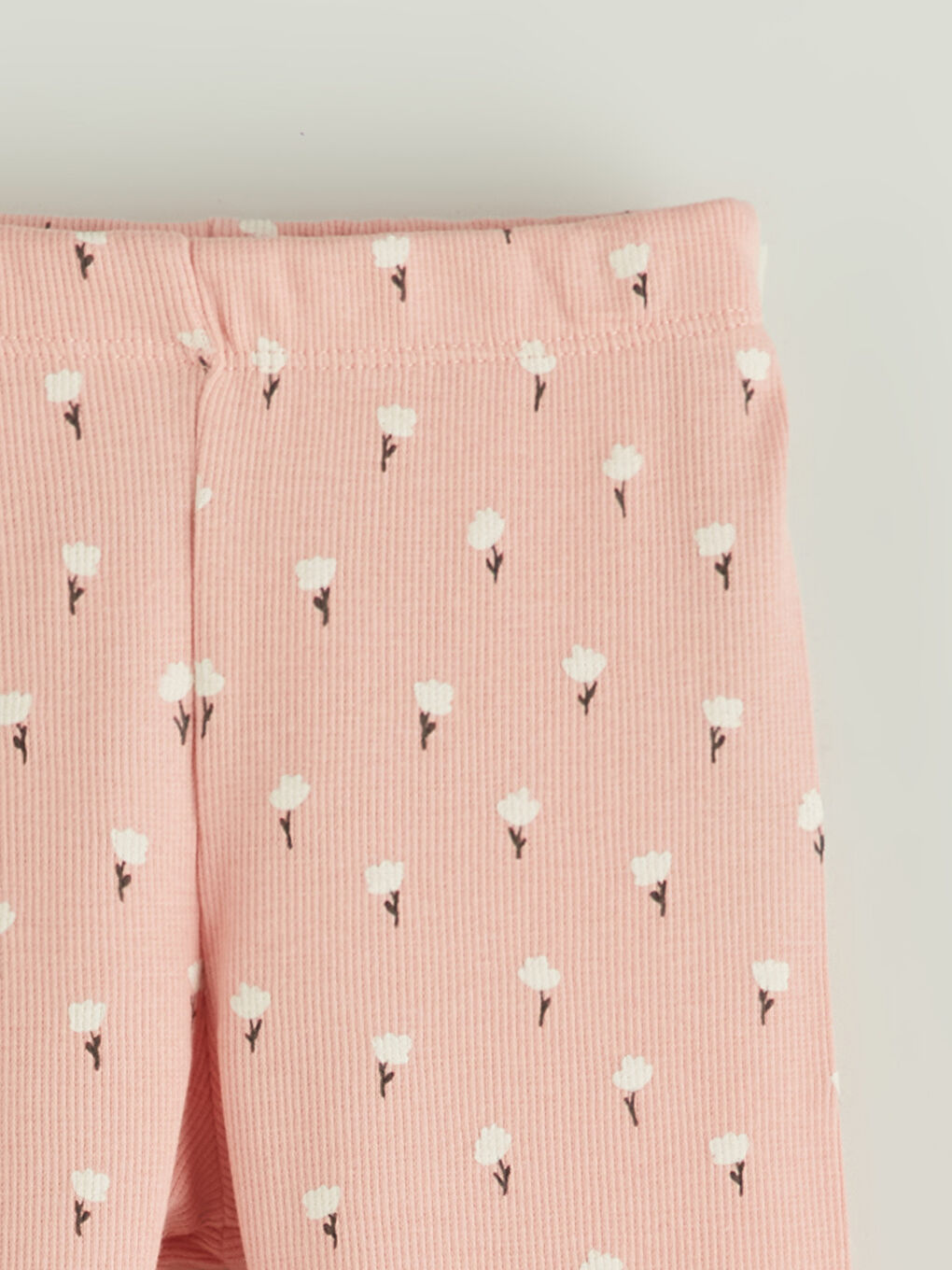 Pembe Beli Lastikli Çiçekli Kız Çocuk Tayt-1