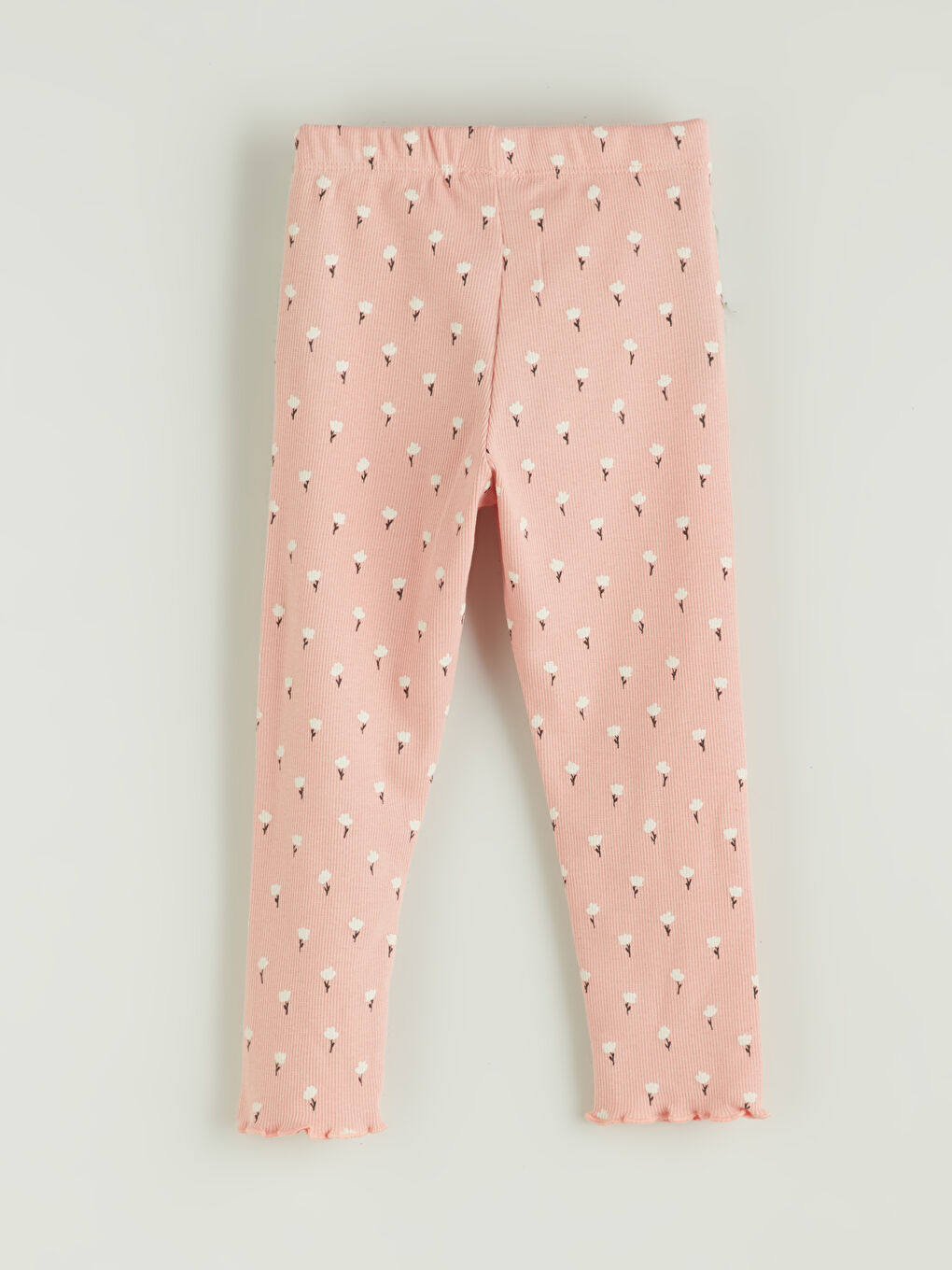 Pembe Beli Lastikli Çiçekli Kız Çocuk Tayt-2