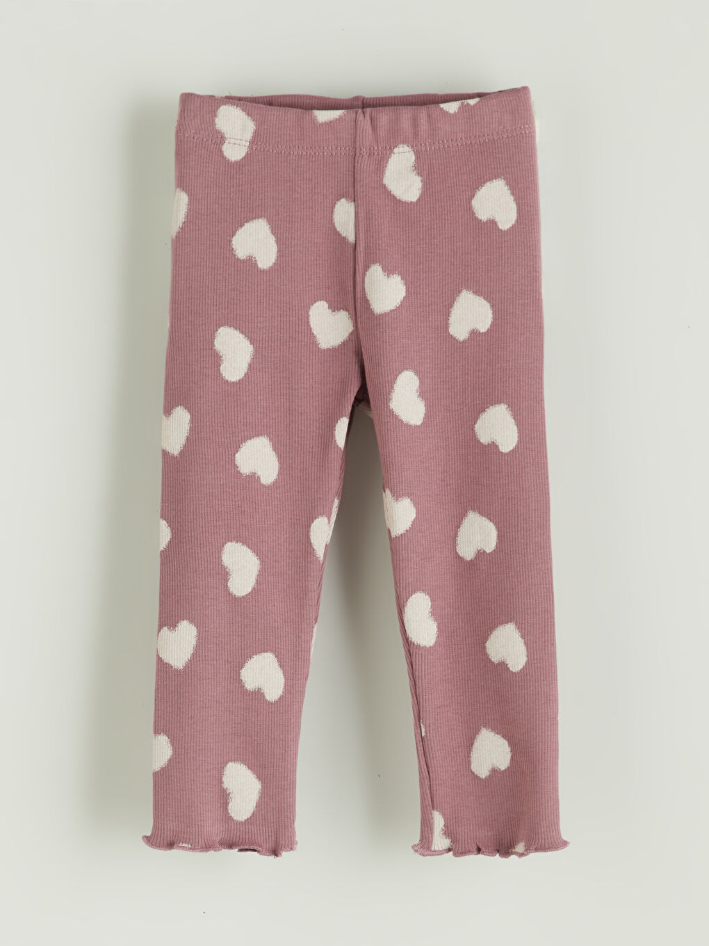 Mor Beli Lastikli Baskılı Kız Çocuk Tayt