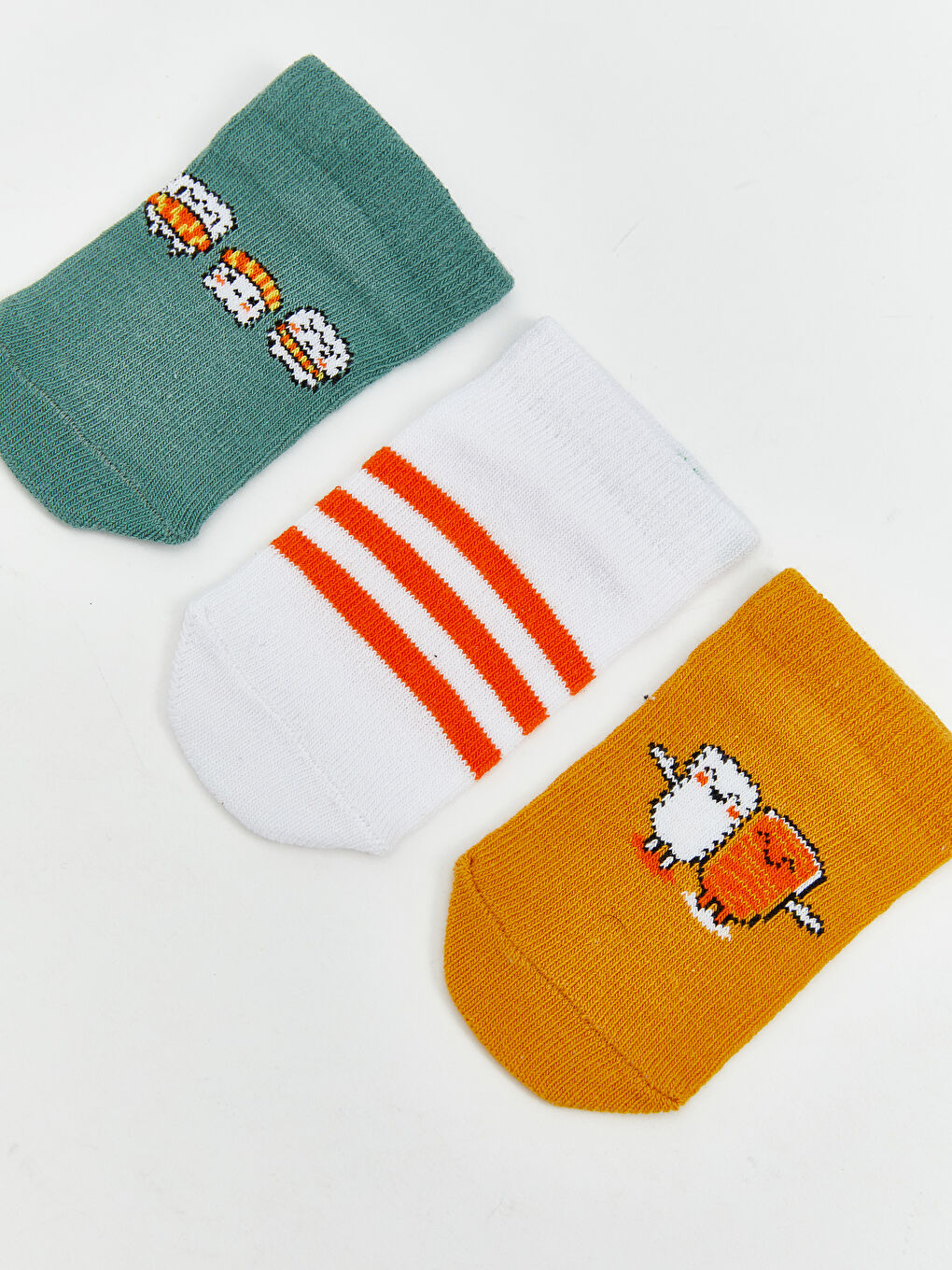 Haki Baskılı Erkek Bebek Patik Çorap 3'lü-1