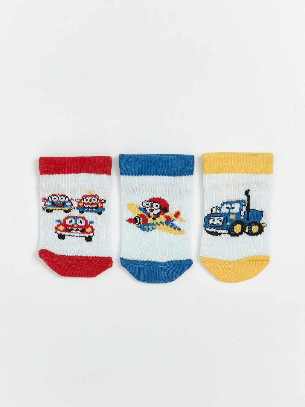 Ekru Desenli Erkek Bebek Patik Çorap 3'lü