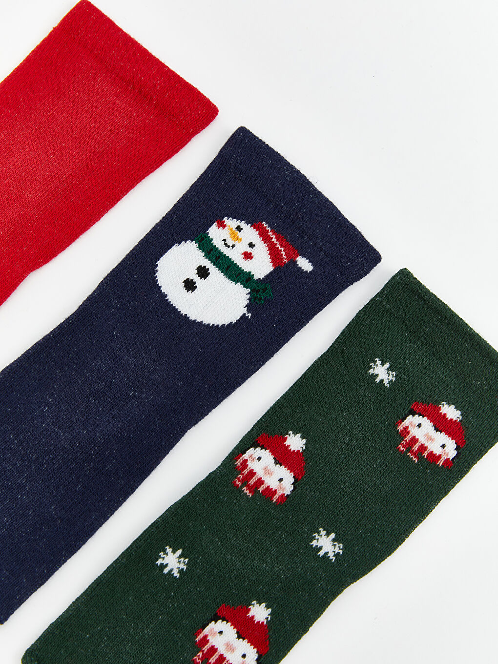Kırmızı Yılbaşı Temalı Erkek Bebek Soket Çorap 3'lü-1