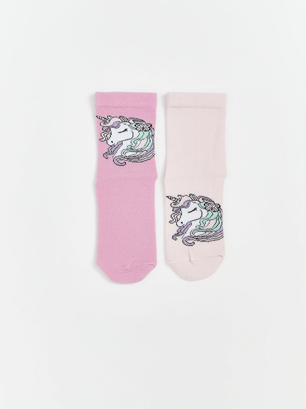 Pembe Desenli Kız Çocuk Soket Çorap 3'lü-1