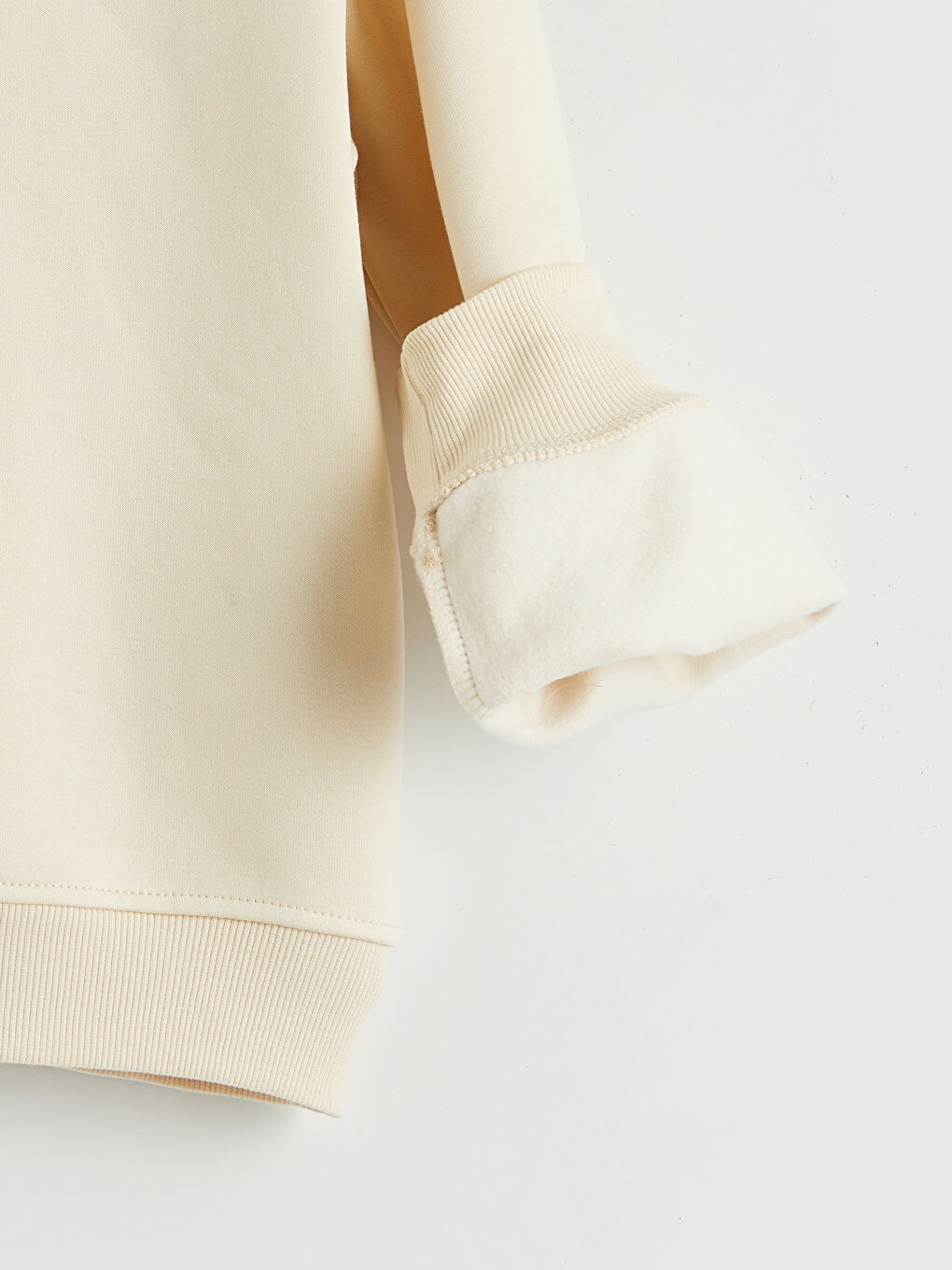 Bej Kapüşonlu Kız Çocuk Kalın Sweatshirt-3