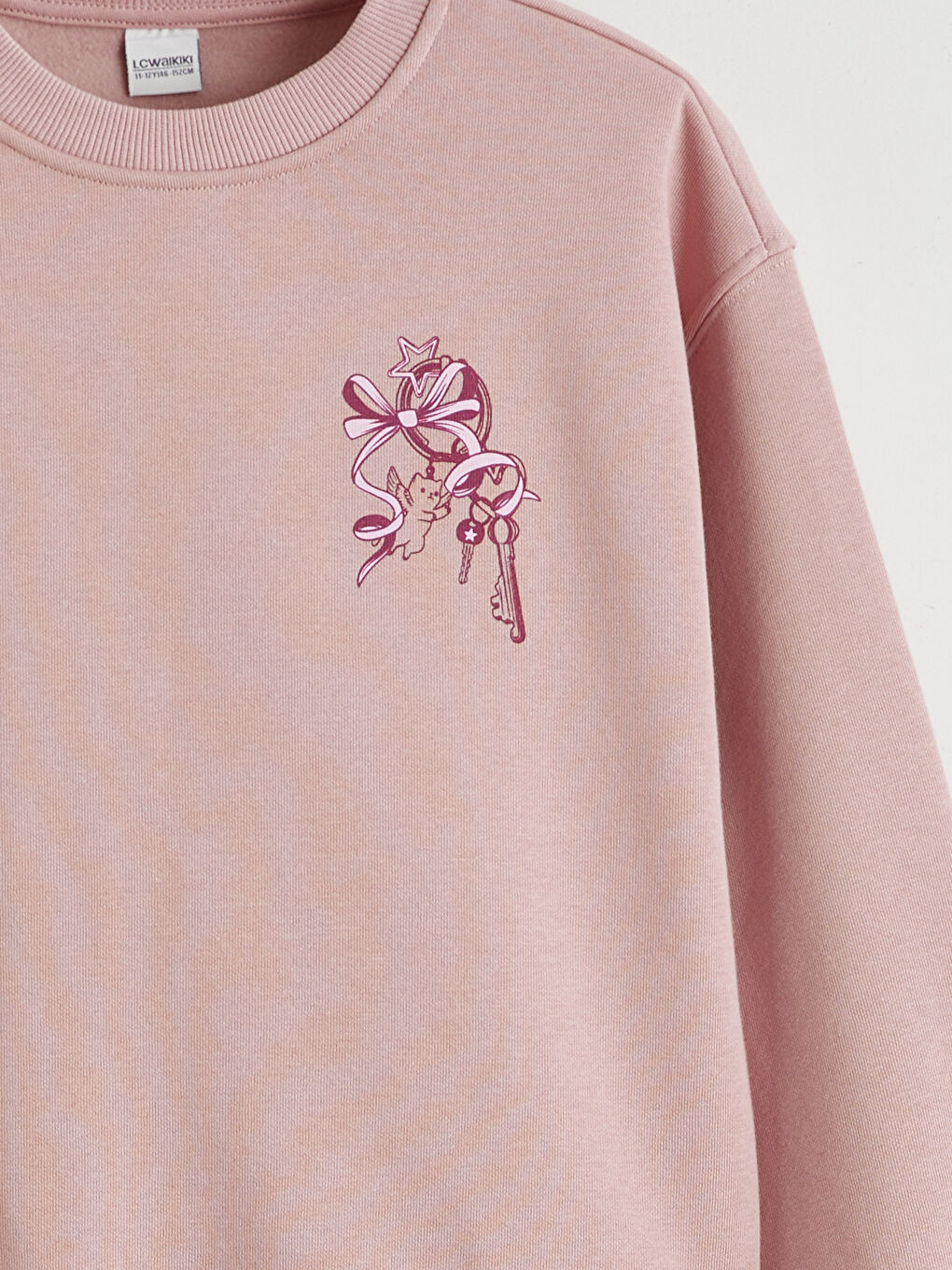 Pembe Baskılı Kız Çocuk Kalın Sweatshirt-3