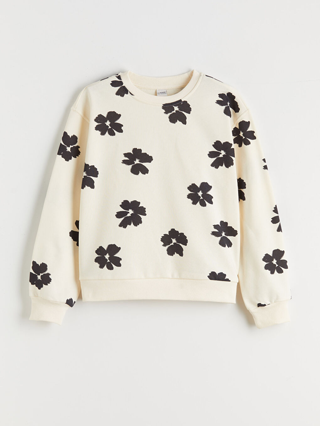 қыздарға арналған дөңгелек жағалы гүлді свитшот 2 данадан тұратын-3