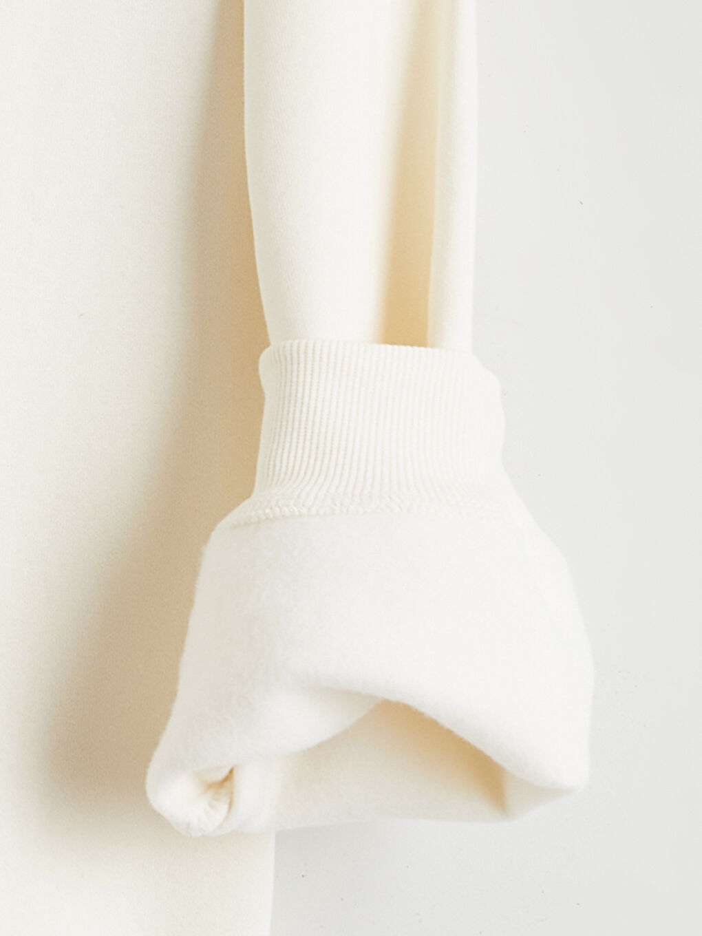 Ekru Bisiklet Yaka Kız Çocuk Kalın Sweatshirt-2