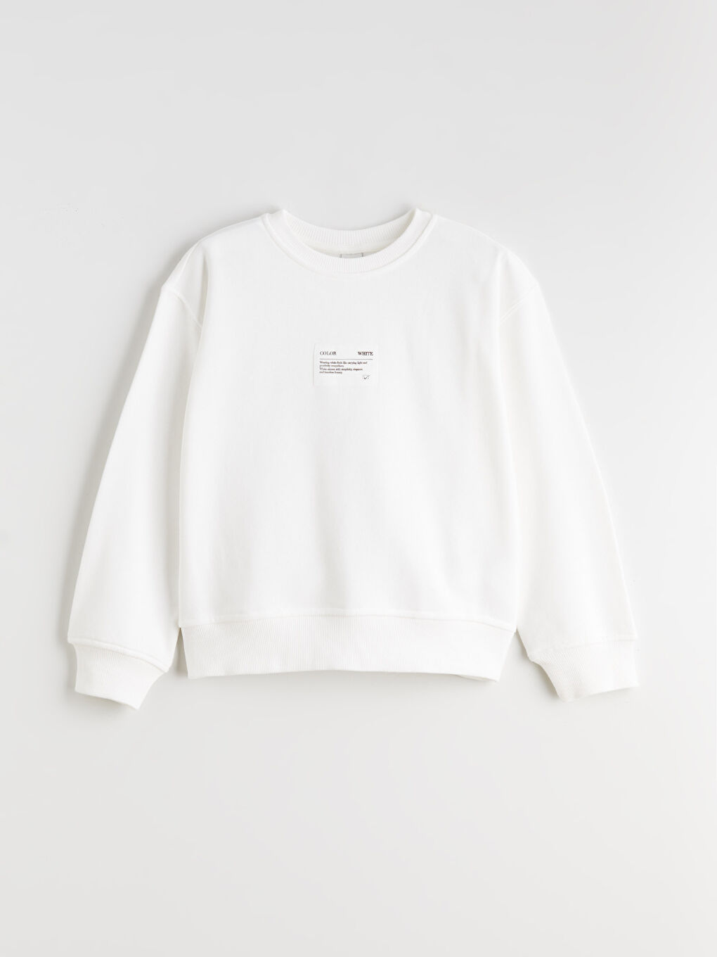 Ekru Bisiklet Yaka Kız Çocuk Sweatshirt