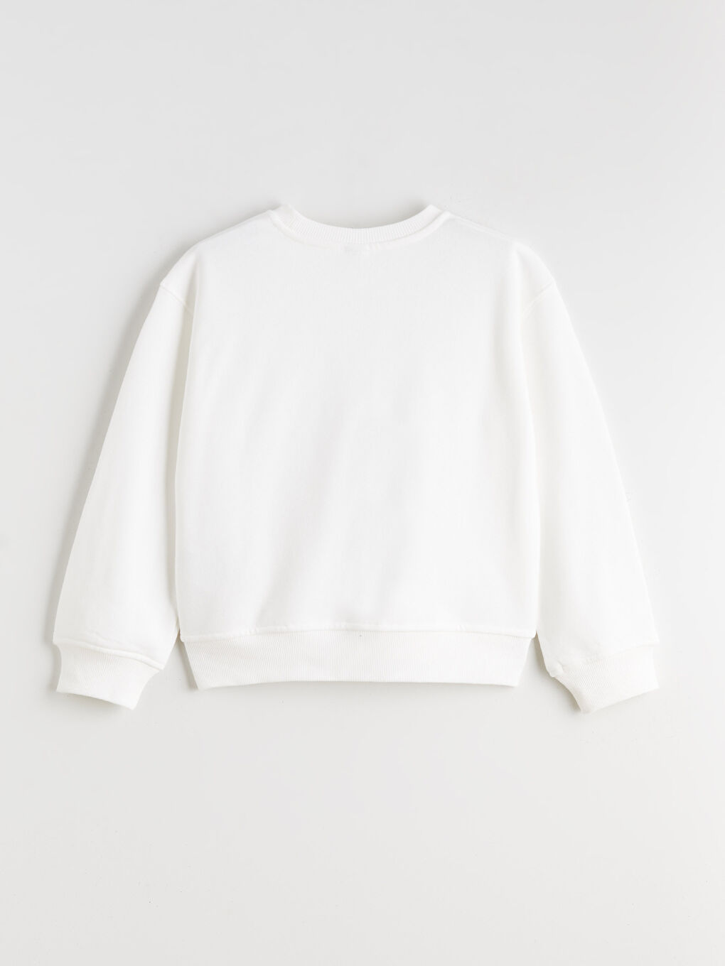 Ekru Bisiklet Yaka Kız Çocuk Sweatshirt-1