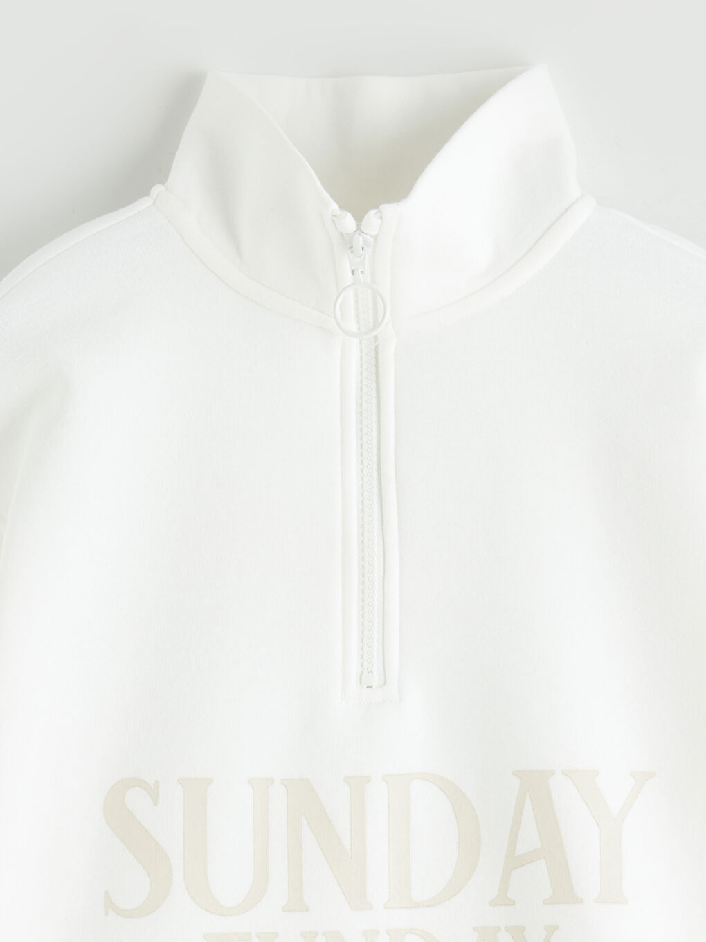 Ekru Dik Yaka Kız Çocuk Kalın Sweatshirt-1