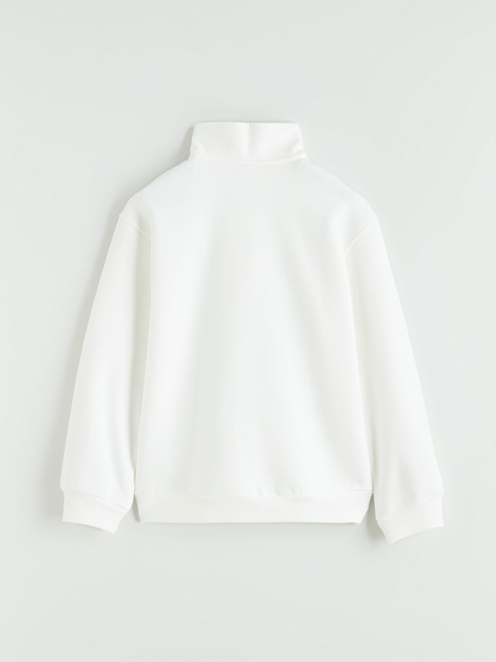 Ekru Dik Yaka Kız Çocuk Kalın Sweatshirt-2