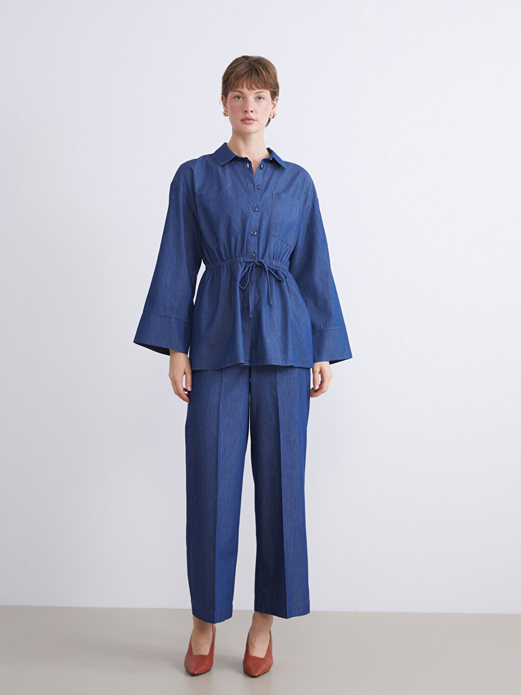 LCW Comfort Woman INDIGO Denim Shirt -W5HE94Z8-507