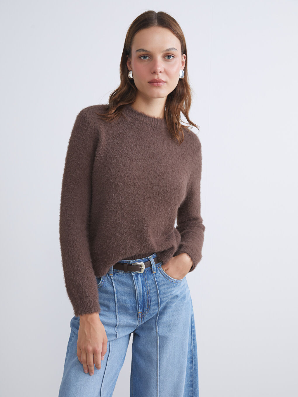Crew Neck Women's Knitwear Sweater-3