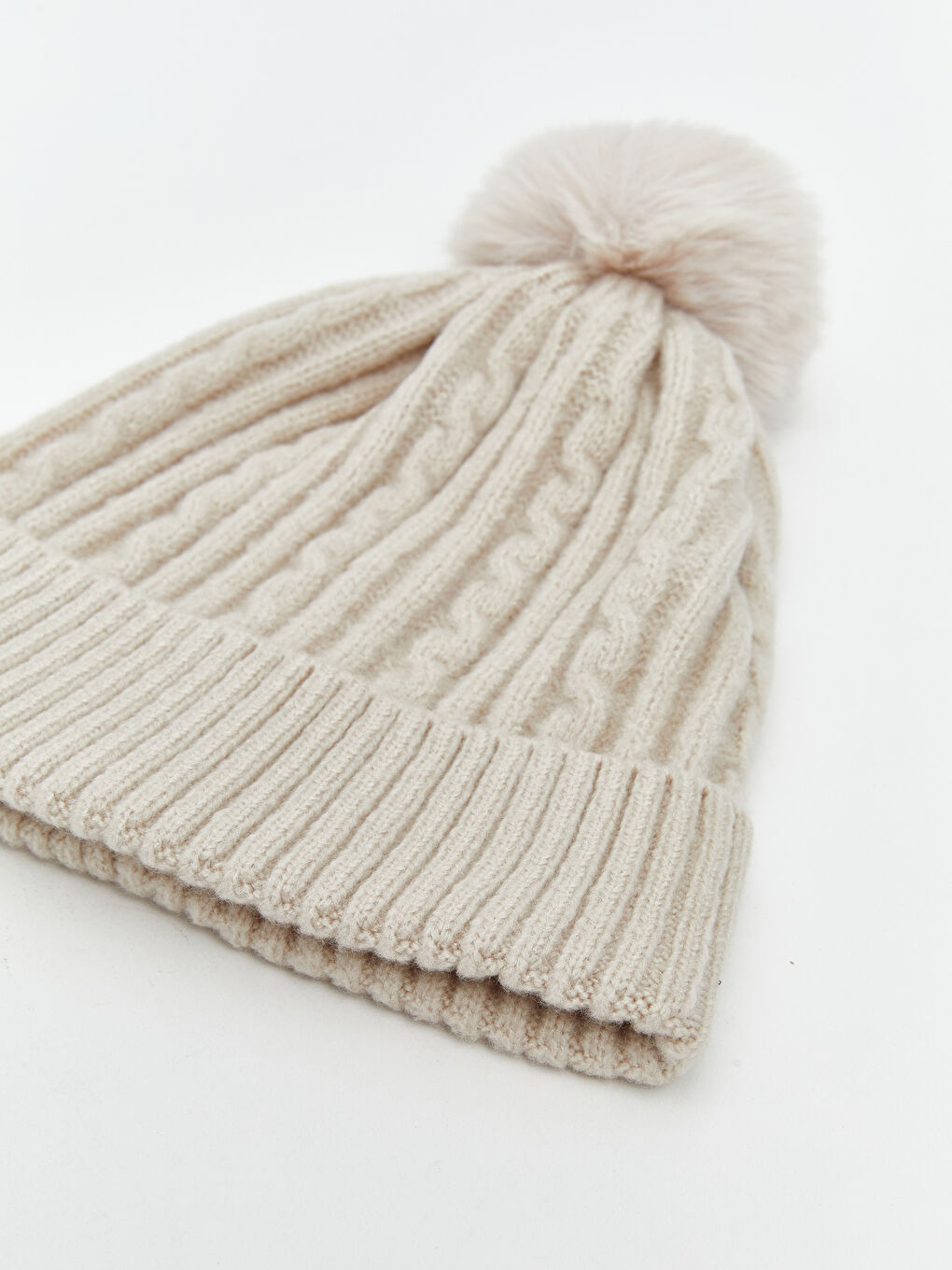 Gri Ponpon Detaylı Kız Çocuk Atkı ve Bere Takım-2