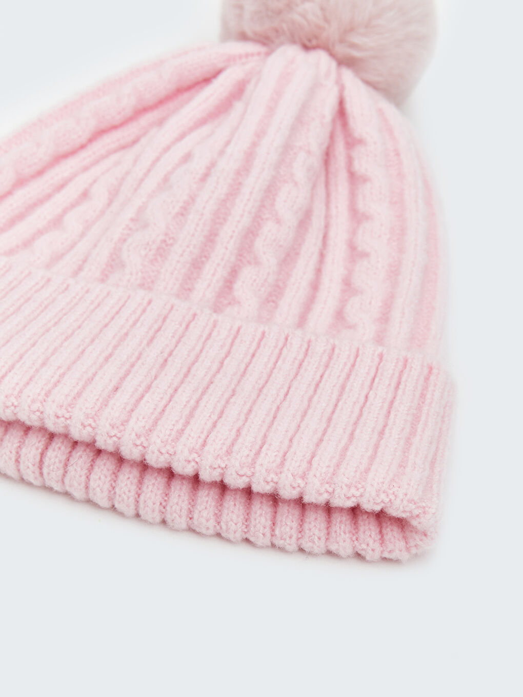 Pembe Ponpon Detaylı Kız Çocuk Atkı ve Bere Takım-2