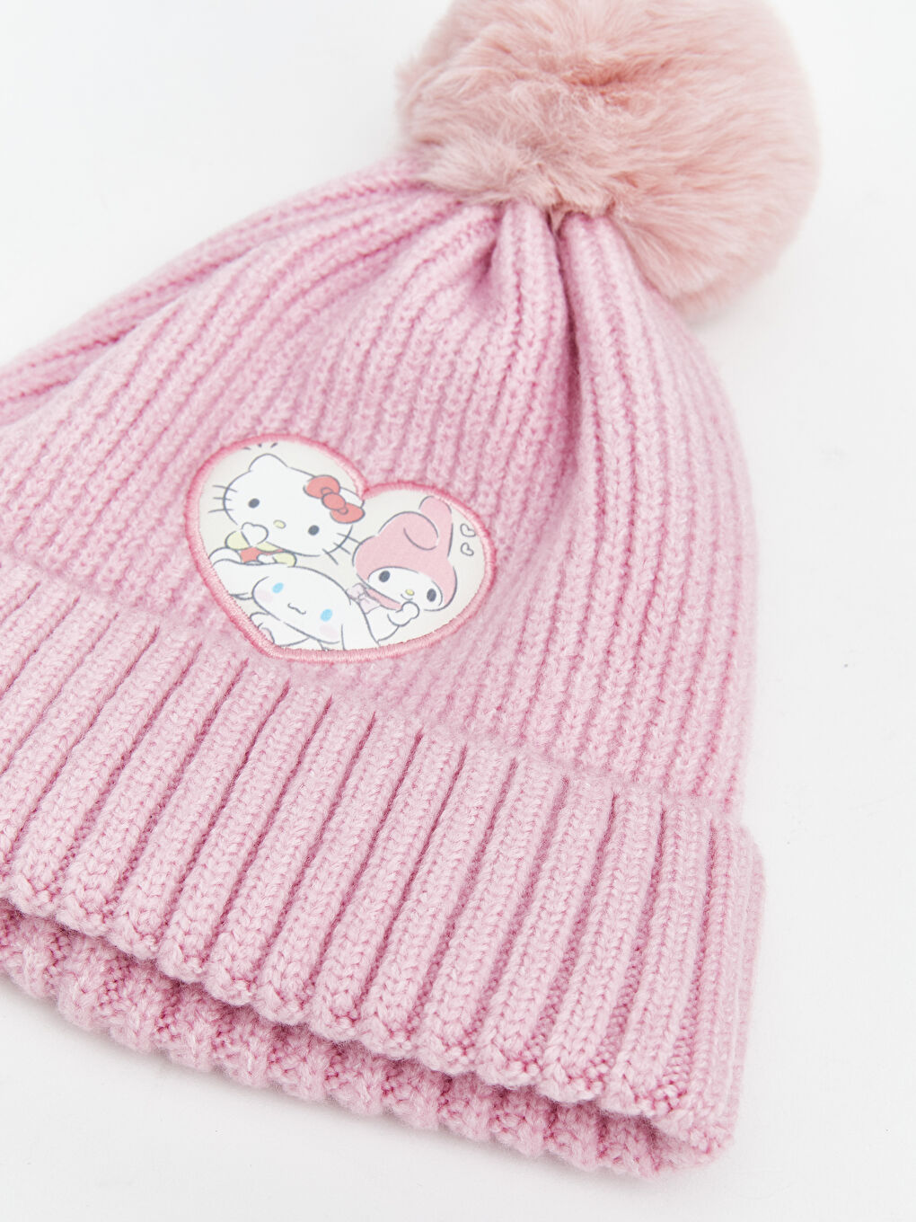 Pembe Hello Kitty Nakışlı Kız Çocuk Atkı ve Bere -1