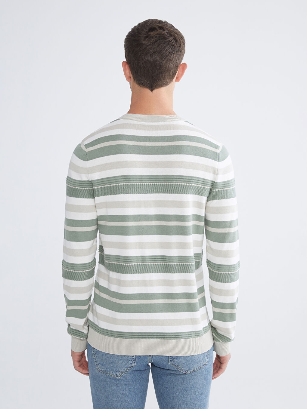 Crew Neck Striped Men's Knitwear Sweater-3