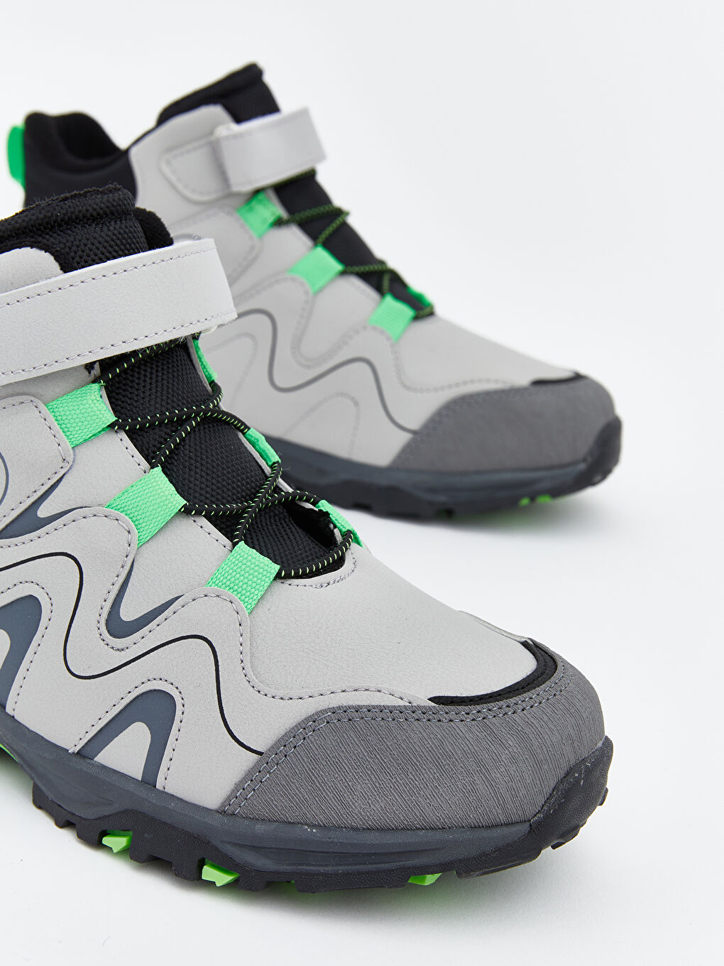 Gri Cırt Cırtlı Bağcıklı Erkek Çocuk Trekking Bot-2