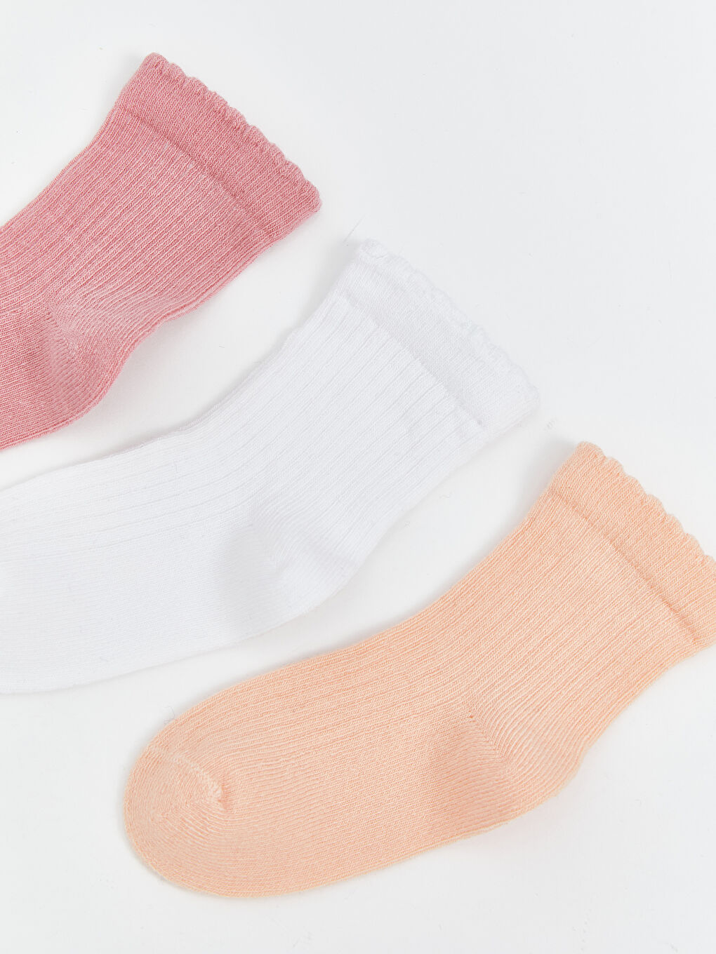 Pembe Basic Kız Çocuk Soket Çorap 3'lü-1