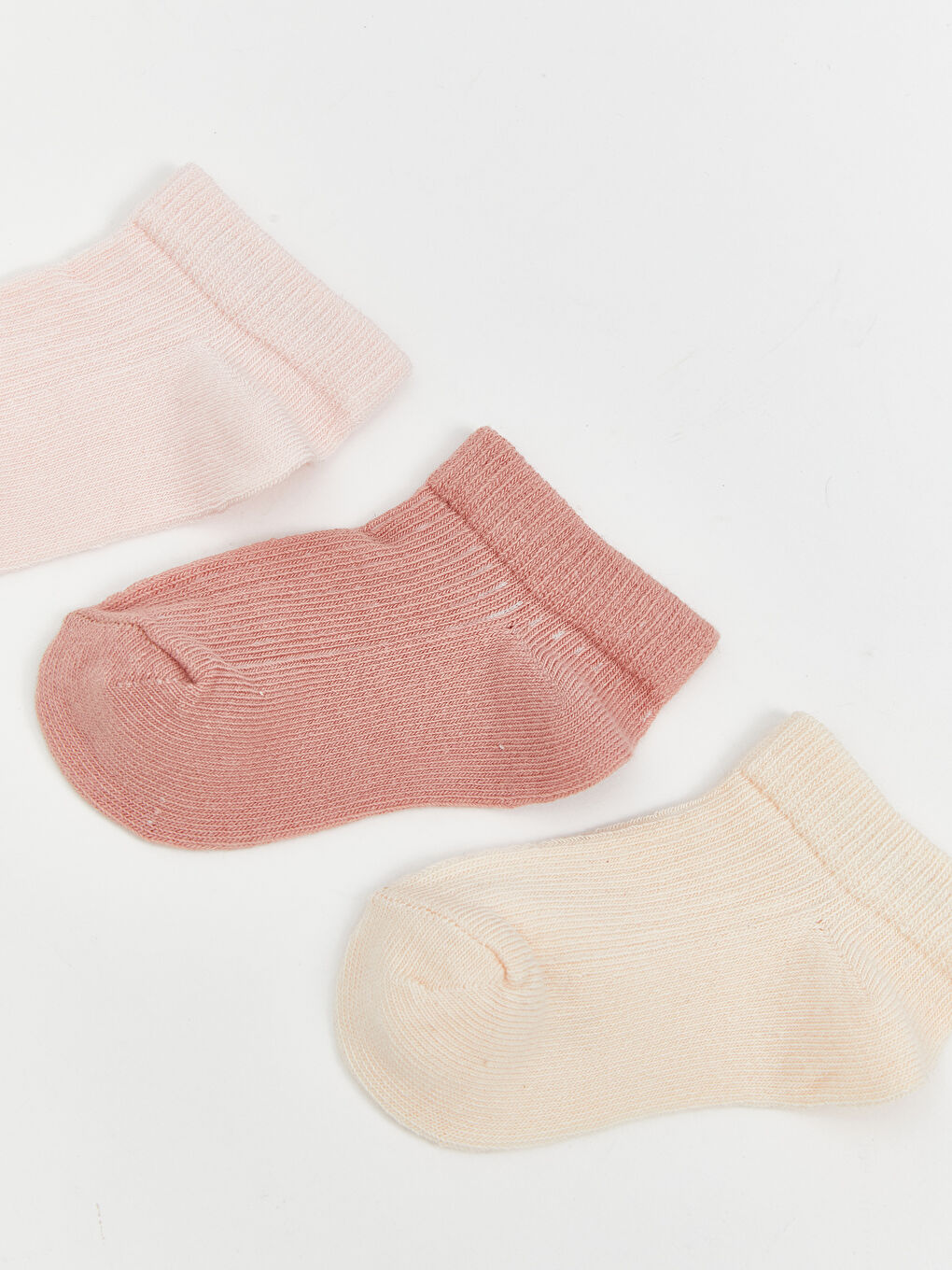 Pembe Basic Kız Çocuk Patik Çorap 3'lü-1