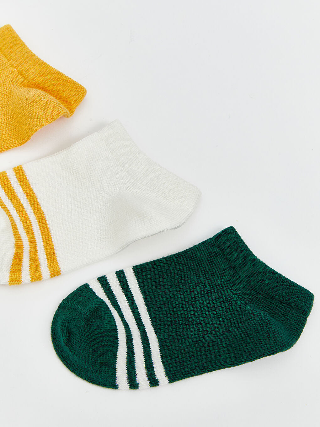 Sarı Çizgili Erkek Çocuk Patik Çorap 3'lü-1