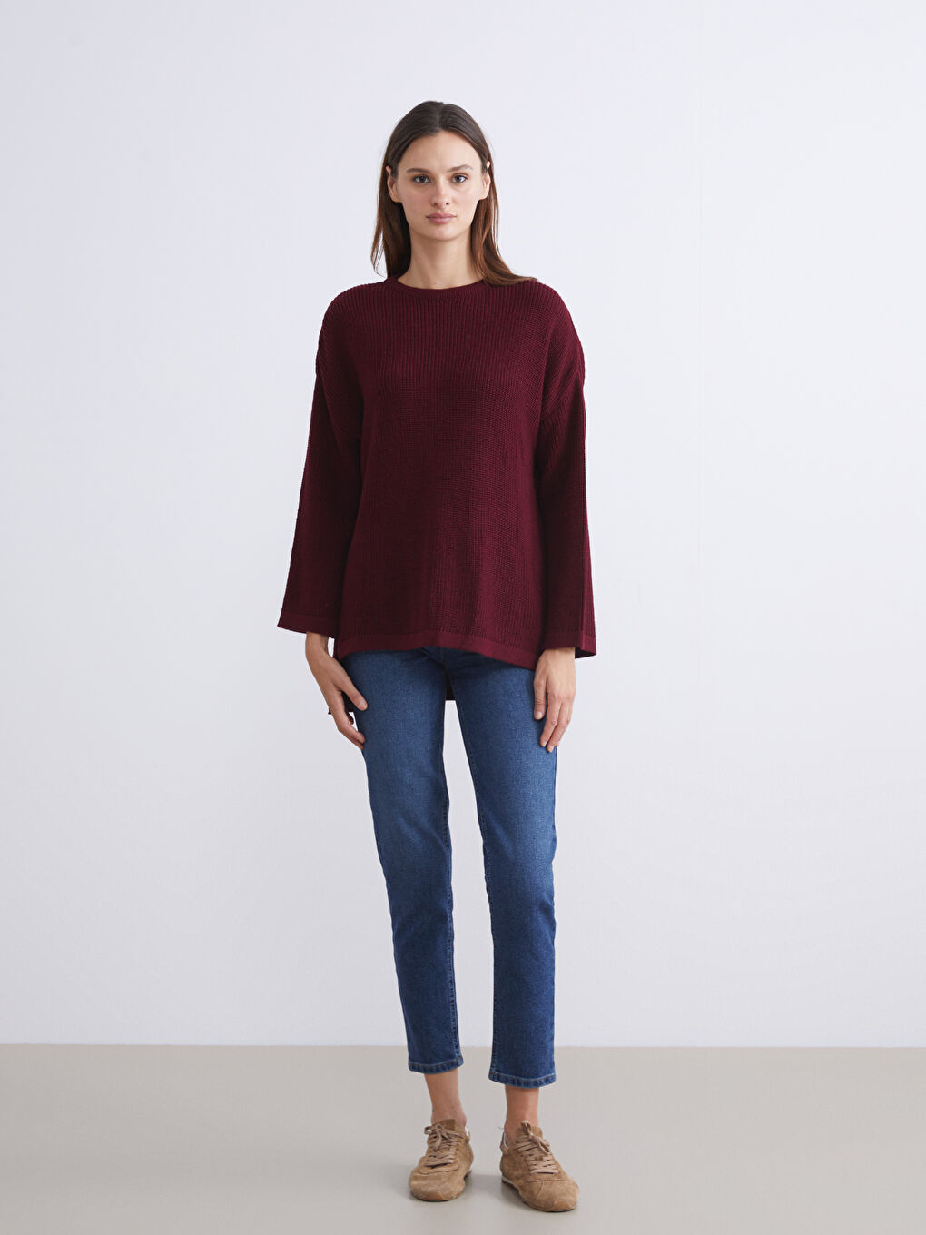 Crew Neck Women's Knitwear Sweater-1