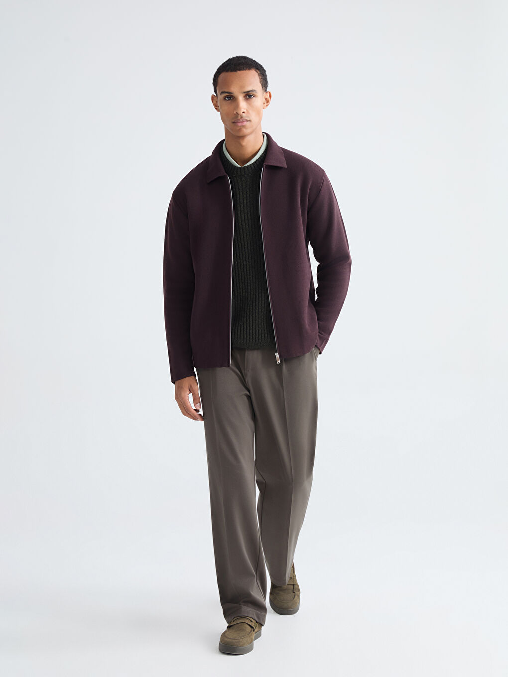 Мужчины Коричневый Кардиган-1