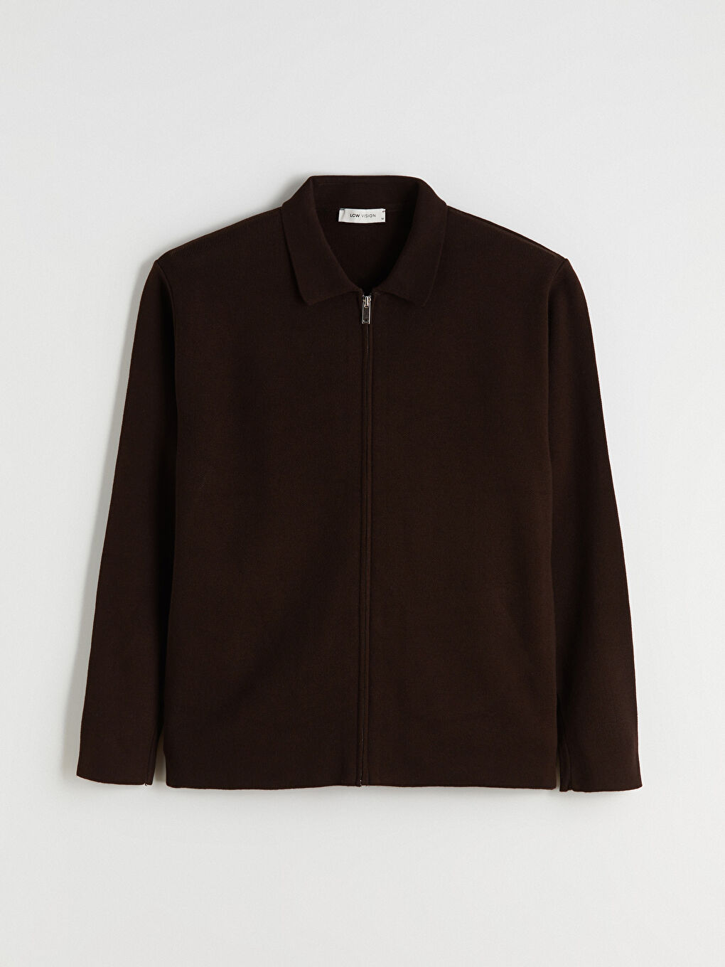 Kahverengi Polo Yaka Erkek Triko Hırka-4