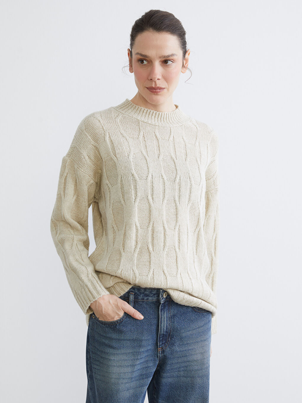 Half Turtleneck Oversize Women's Knitwear Tunic