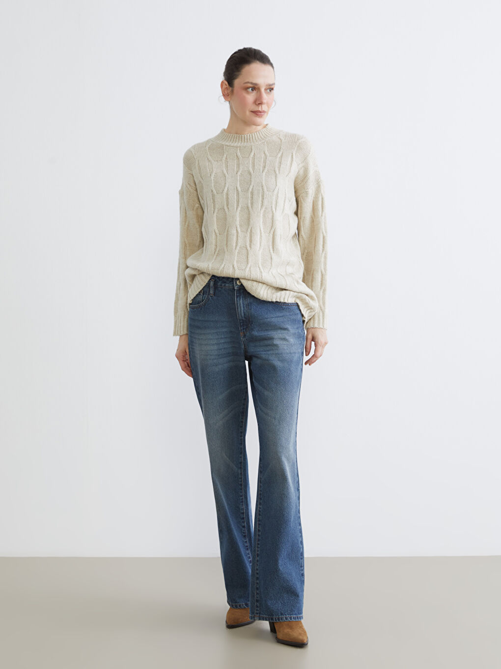 Half Turtleneck Oversize Women's Knitwear Tunic-1