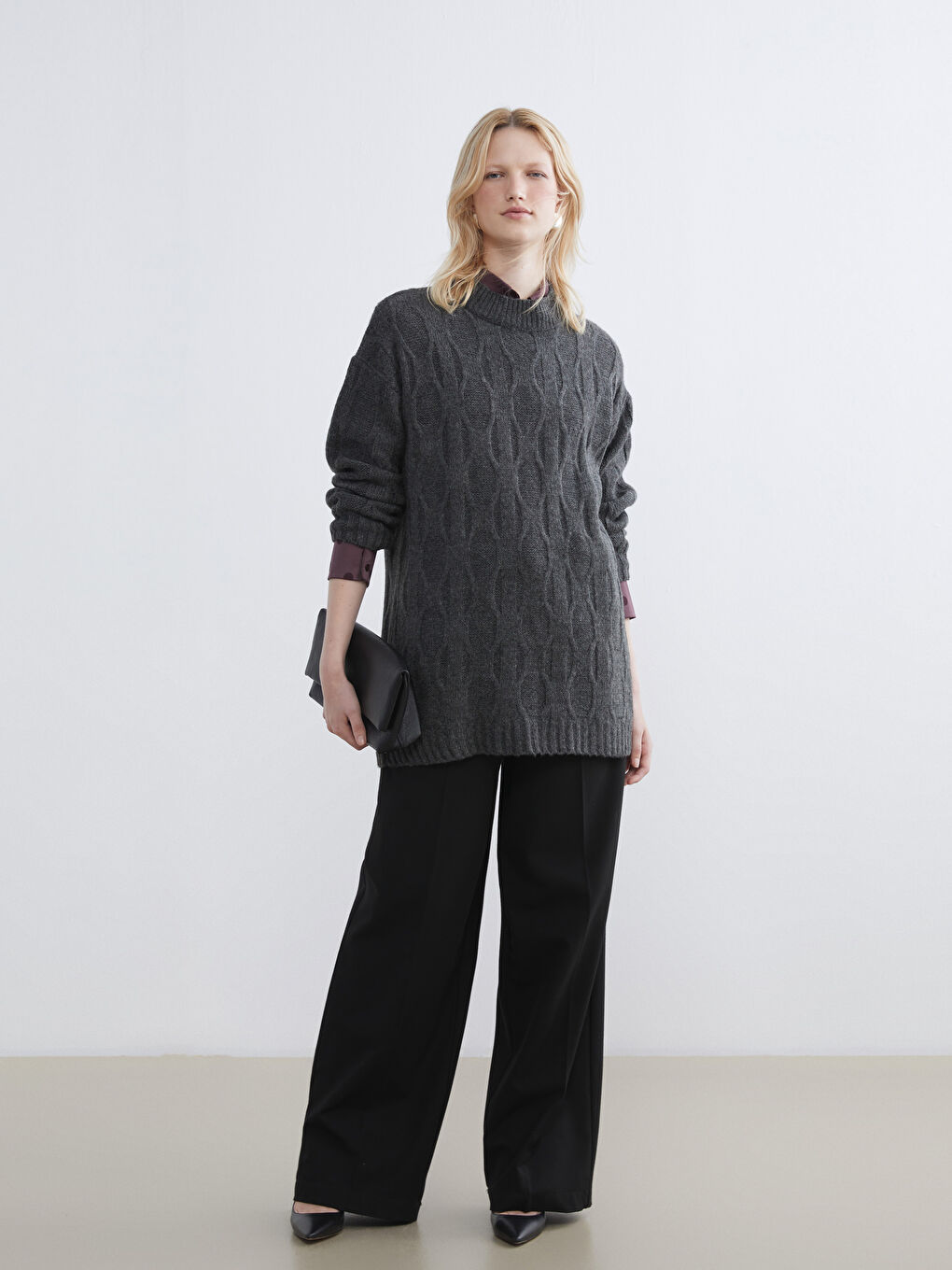 Half Turtleneck Oversize Women's Knitwear Tunic-1