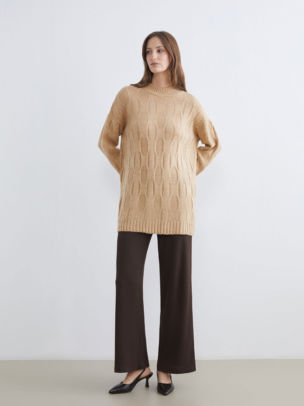 Half Turtleneck Oversize Women's Knitwear Tunic-1