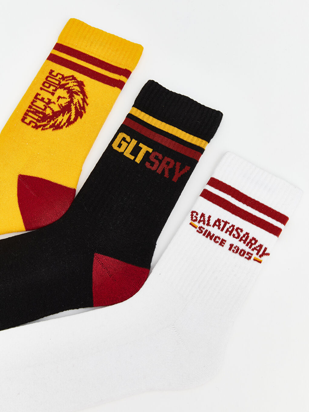 Karışık Galatasaray Baskılı Erkek Havlu Soket Çorap 3'lü-1