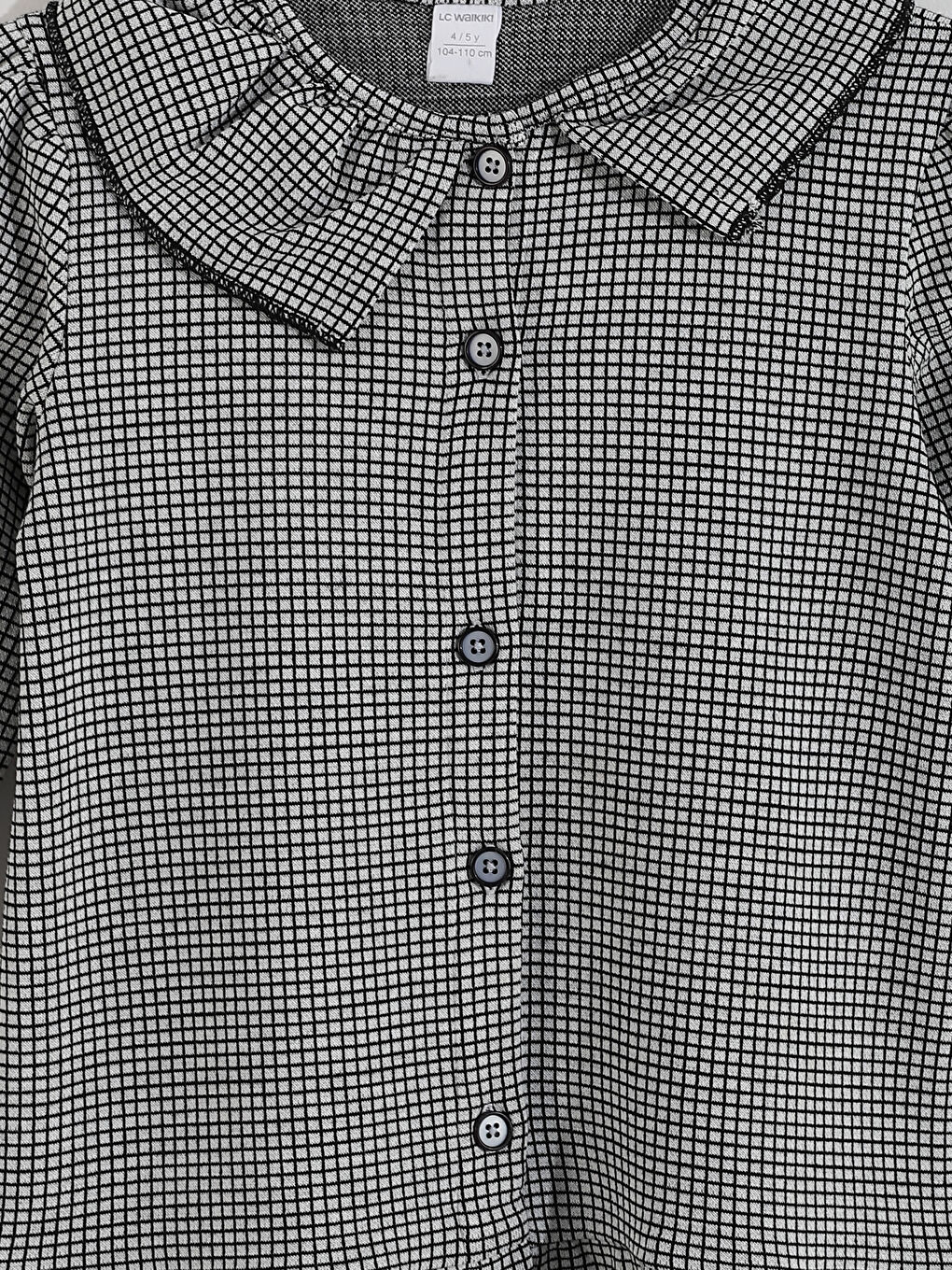 Robe Fille Bébé à Motif Écossais avec Col Claudine-3