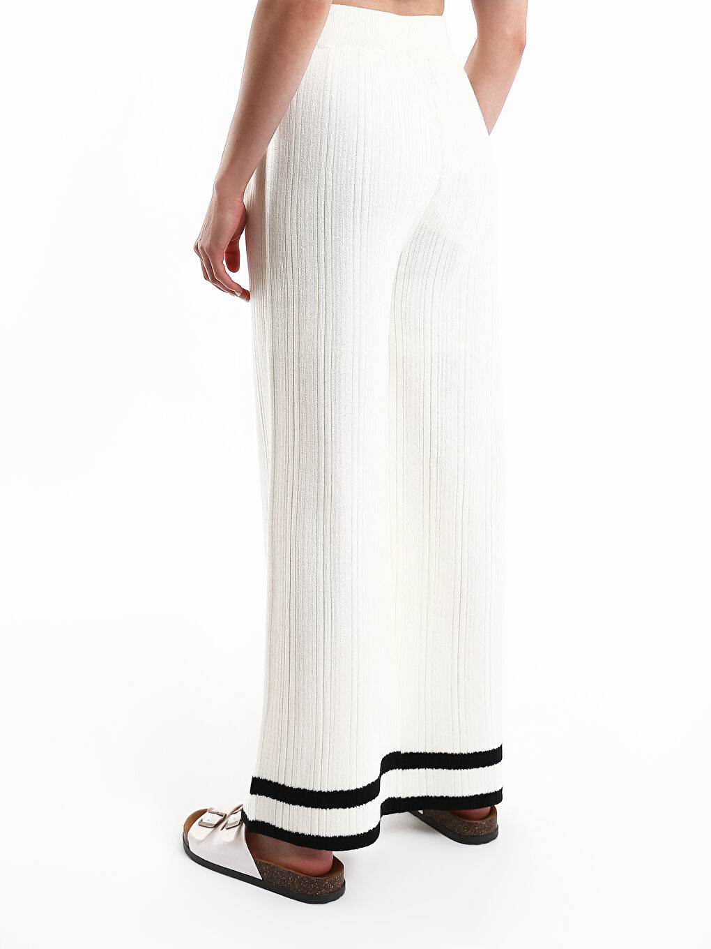 Women's Elastic Waist Striped Knitwear Trousers-8