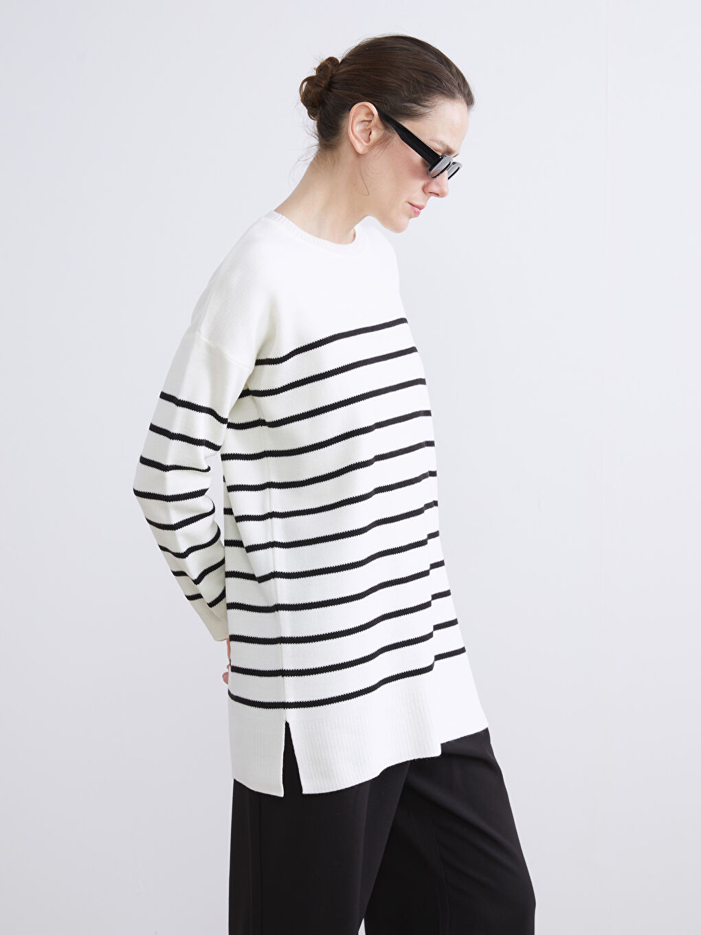 Crew Neck Women's Knitwear Tunic